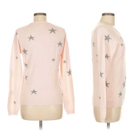 Chinti & Parker Slouchy Star Intarsia Cashmere Jumper Sweater, Pink & Gray sz. M - Picture 11 of 17